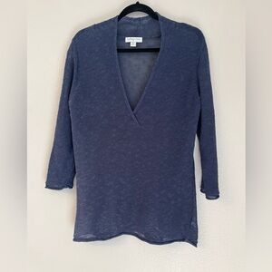 Coldwater Creek V-Neck Knit Top linen blend size M NWT
